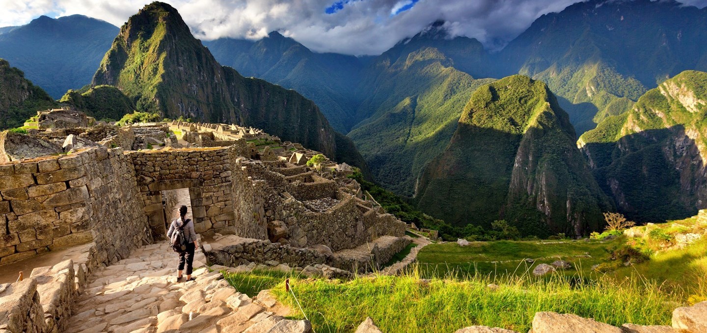Woman exploring Machu Picchu